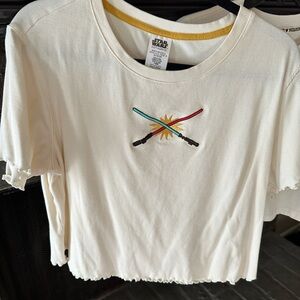 Star Wars Women’s Cream T-Shirt with Lightsaber Design